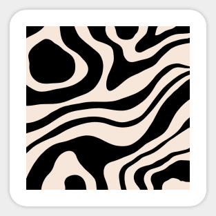 Black and White Abstract Retro 70s Sticker